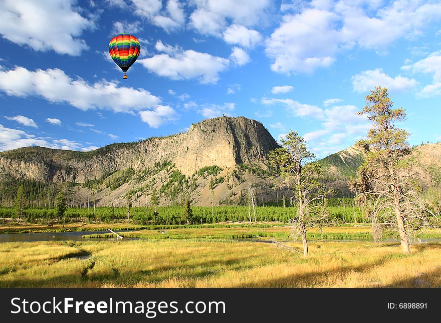 The scenery of Yellowstone National Park in Wyoming