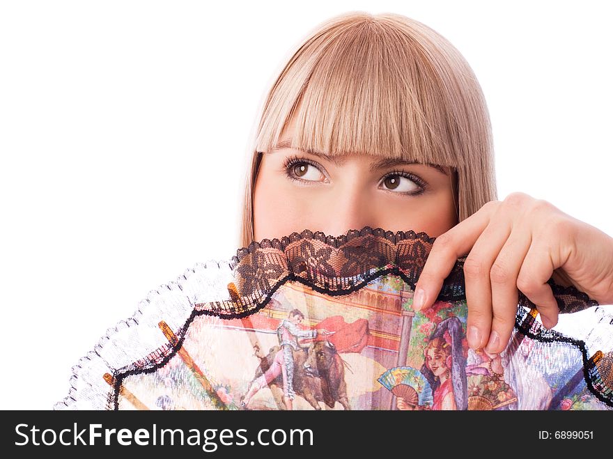 Young woman with a fan