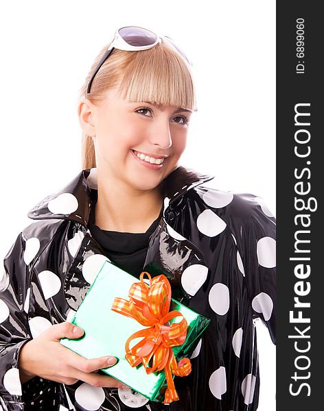 Stylish Woman With A Present In Her Hand