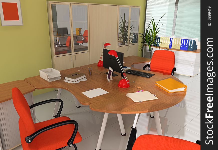 Modern interior with furniture for office. Modern interior with furniture for office