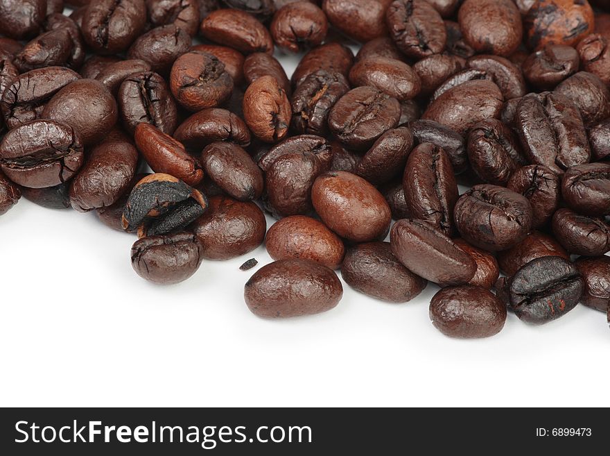 Coffee Bean Textures On WhiteMacro Of Coffee Beans