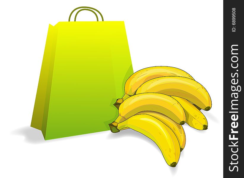 Bananas and shopping bag illustration. Bananas and shopping bag illustration