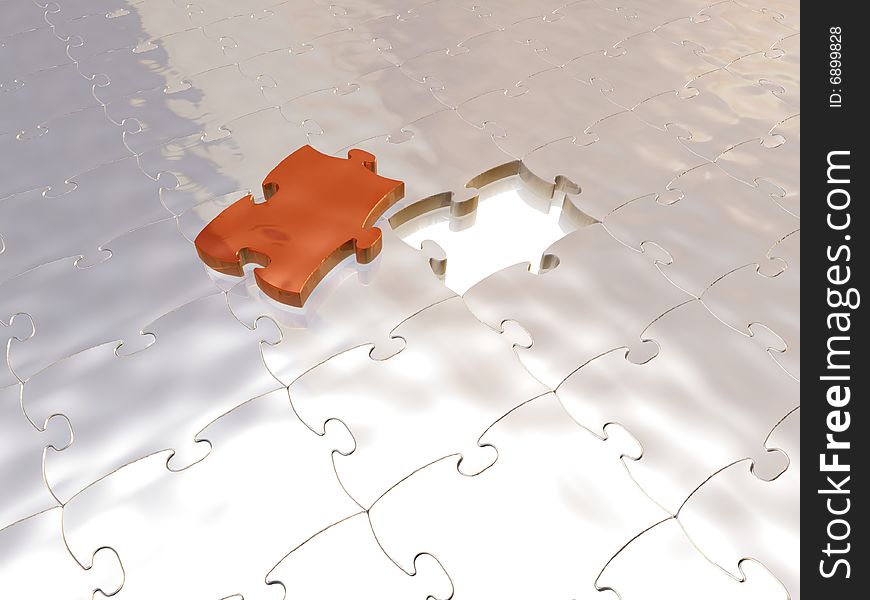 Colored metal puzzle with small reflections. Colored metal puzzle with small reflections