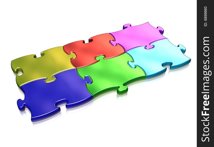 Colored metal puzzle with small reflections. Colored metal puzzle with small reflections