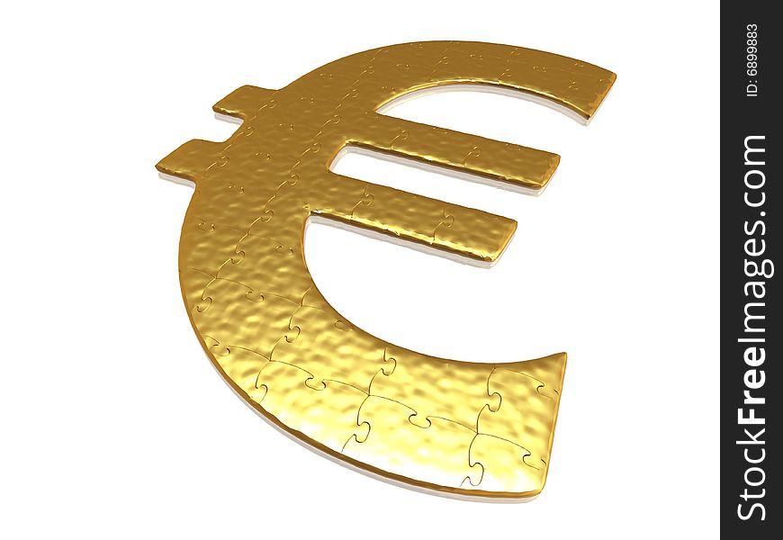 Golden euro puzzle with small reflections