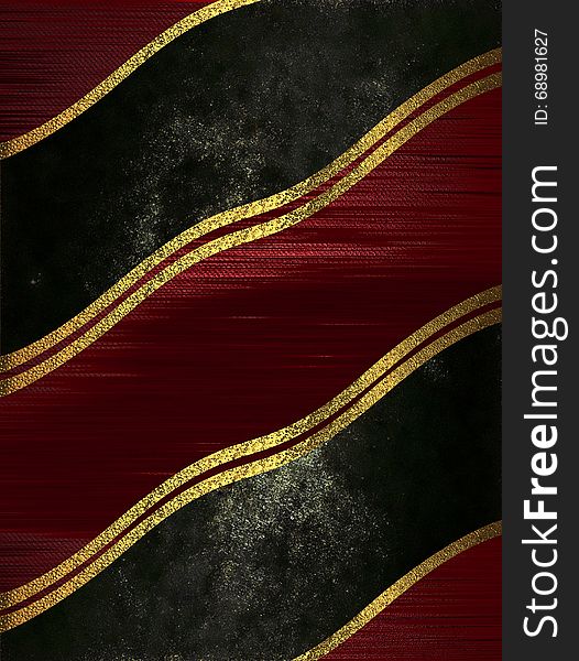 Black and red  shabby background with gold stripes. Template for design. copy space for ad brochure or announcement invitation, ab