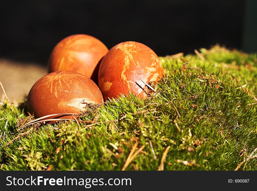Easter eggs at the grass