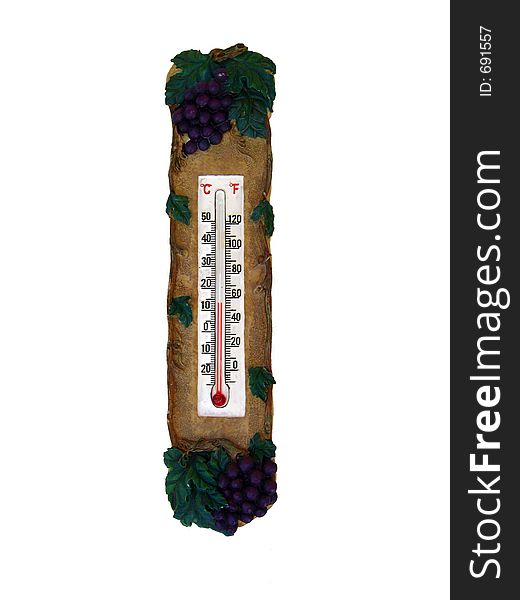 Decorative grape design thermometer isolated. Decorative grape design thermometer isolated