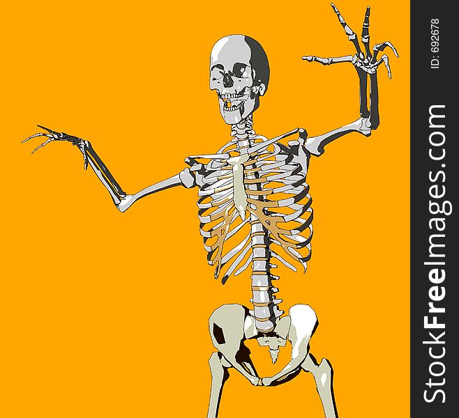 This a skeleton in a pose. This a skeleton in a pose