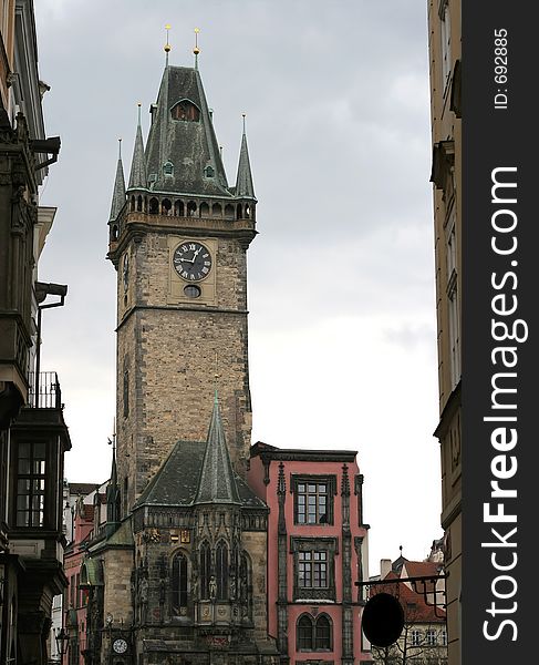 Clock tower in Prague, Czech Republic. Clock tower in Prague, Czech Republic