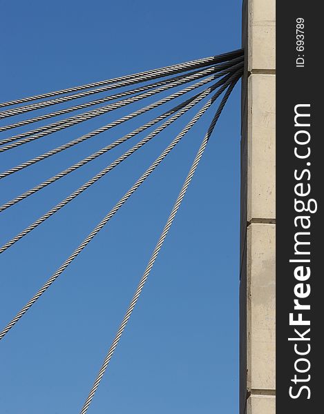 Bridge Cable Detail With Blue Sky