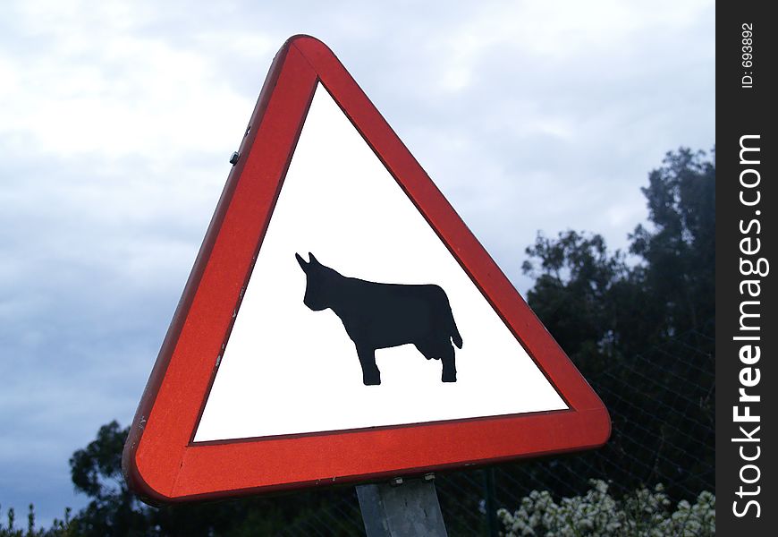 Cow traffic sign. Cow traffic sign