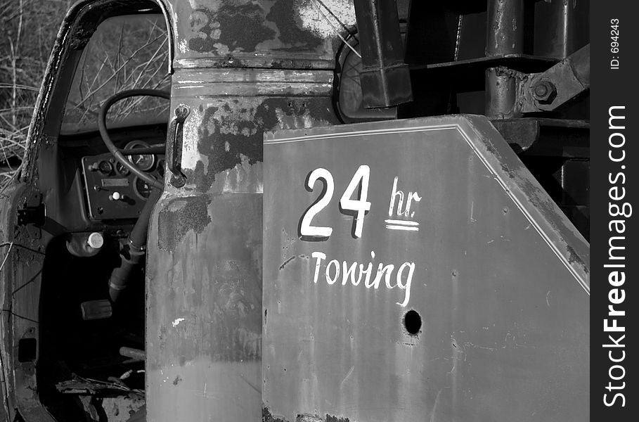 Old Tow Truck With 24 Hour Towing