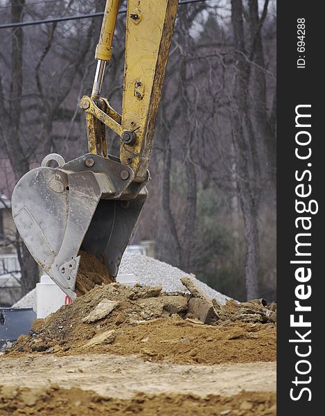 Excavator Shovel at Construction Site