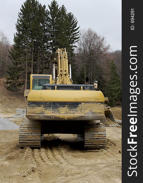 Rear View of an Excavator