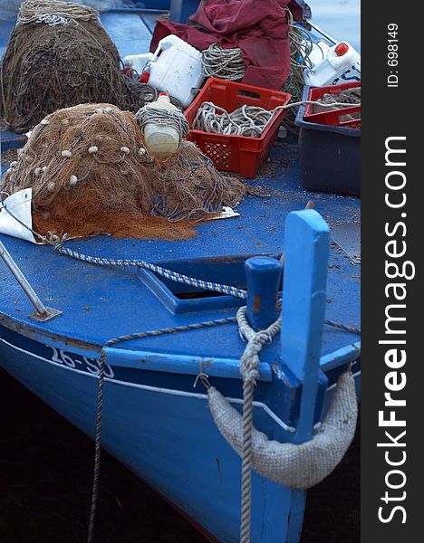 Blue fishboat in France