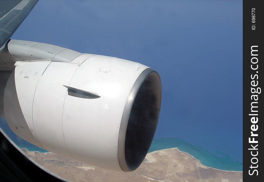 Overflying the Egyptian coast. Boeing 767. Overflying the Egyptian coast. Boeing 767