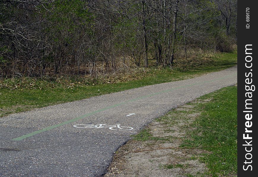 Bicycle Path in the Park showing bicycle insignia