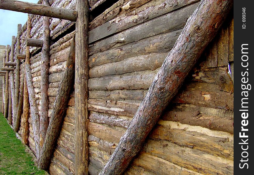 Detail of a wooden construction fence. Detail of a wooden construction fence