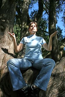 Woman Meditating Stock Photo