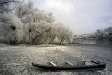 Duotone Infrared River Shore Royalty Free Stock Photography Duotone Infrared River Shore Royalty Free Stock Photography