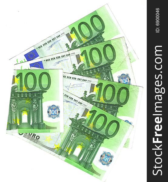 Range of hundred euro banknotes