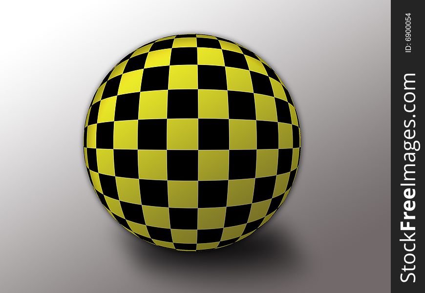 Yellow/black Checkered flag in the style of a ball