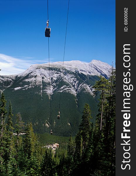 Sulphur Mountain cable-car in Banff National Park, Canadian Rockies.