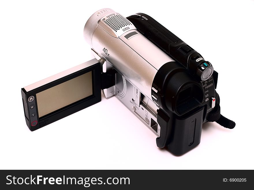 Video camera isolated on white background