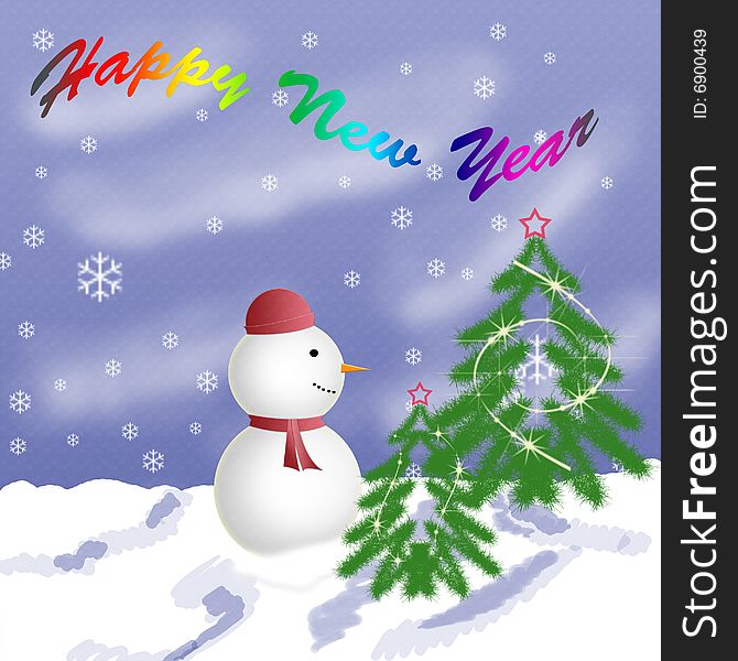 Congratulation new year image with snowman. Congratulation new year image with snowman