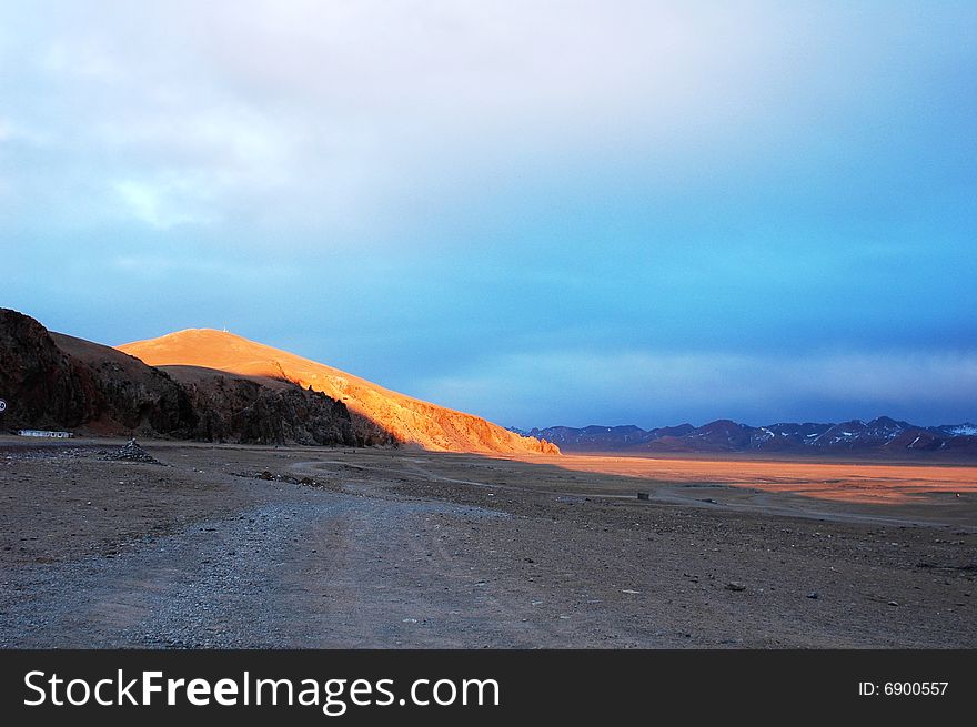 Namtso Lake in Tibet,the big rock early in the morning