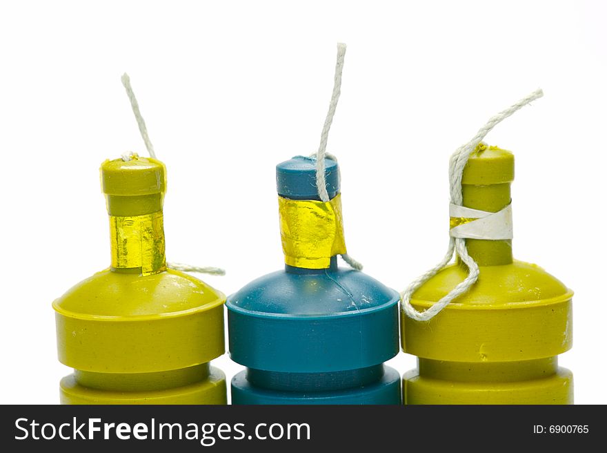 Party poppers isolated against a white background