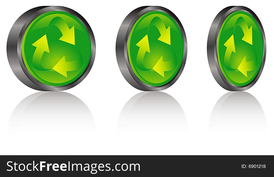 Recycle buttons isolated on white