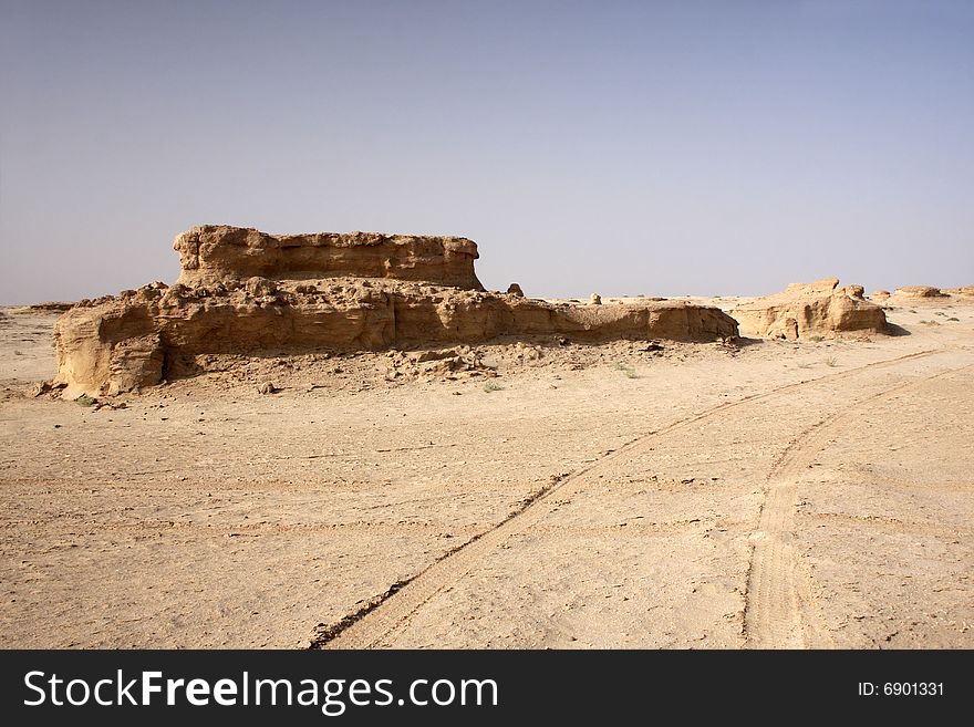 The big rocky desert in the Tunisia