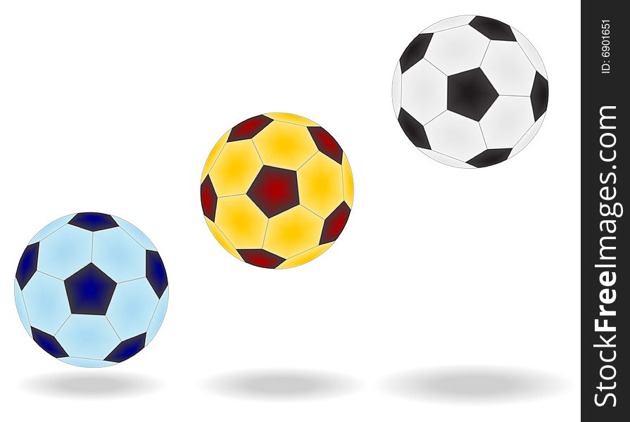 Illustration of editable soccer balls isolated on white