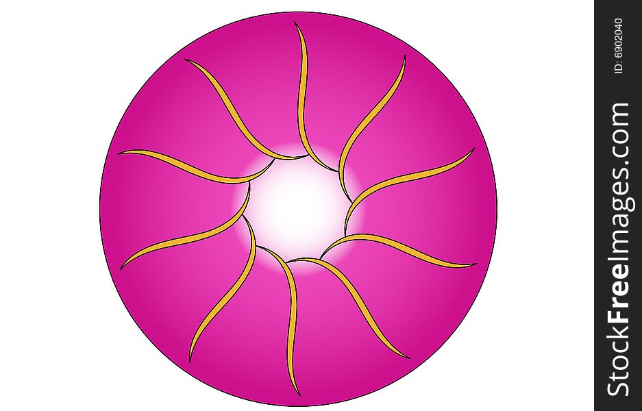 A pink spiral design in a white background. A pink spiral design in a white background