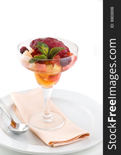 Sweet dessert with ice cream and fruits. Sweet dessert with ice cream and fruits.