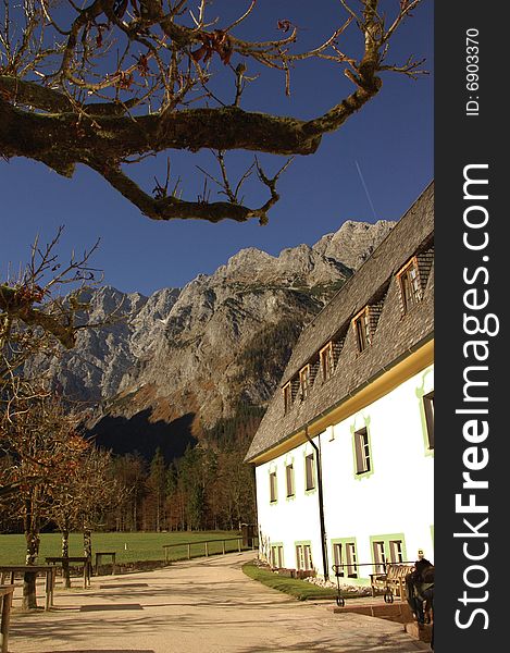 Mountainous backdrop at Koenigsee Lake, Berchtesgaden, Bavaria