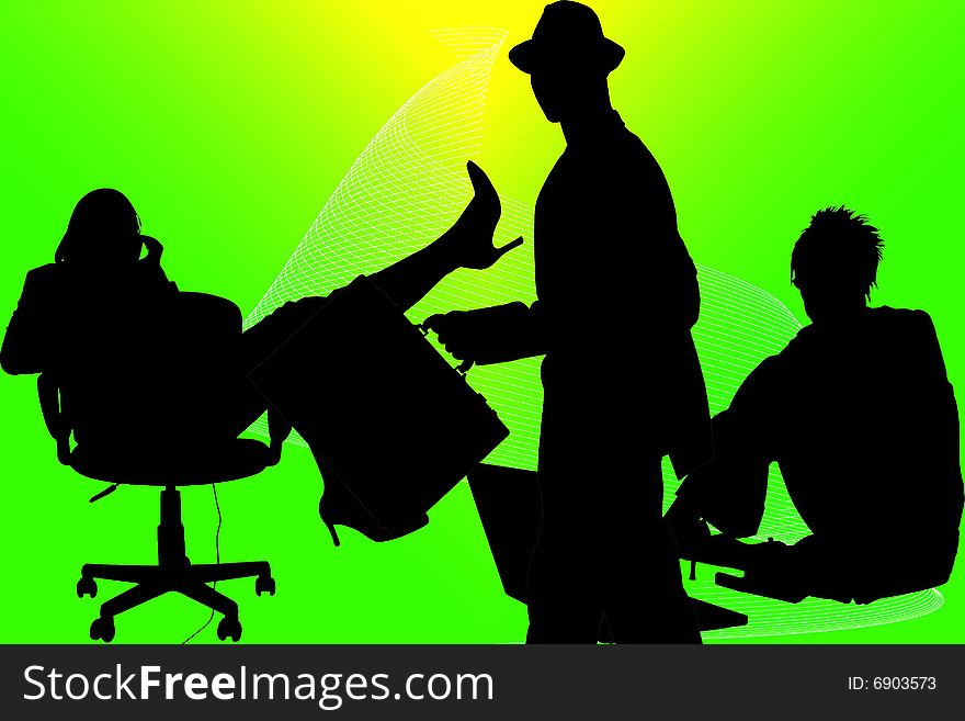 Business people over abstract background. Silhouettes. Business people over abstract background. Silhouettes.
