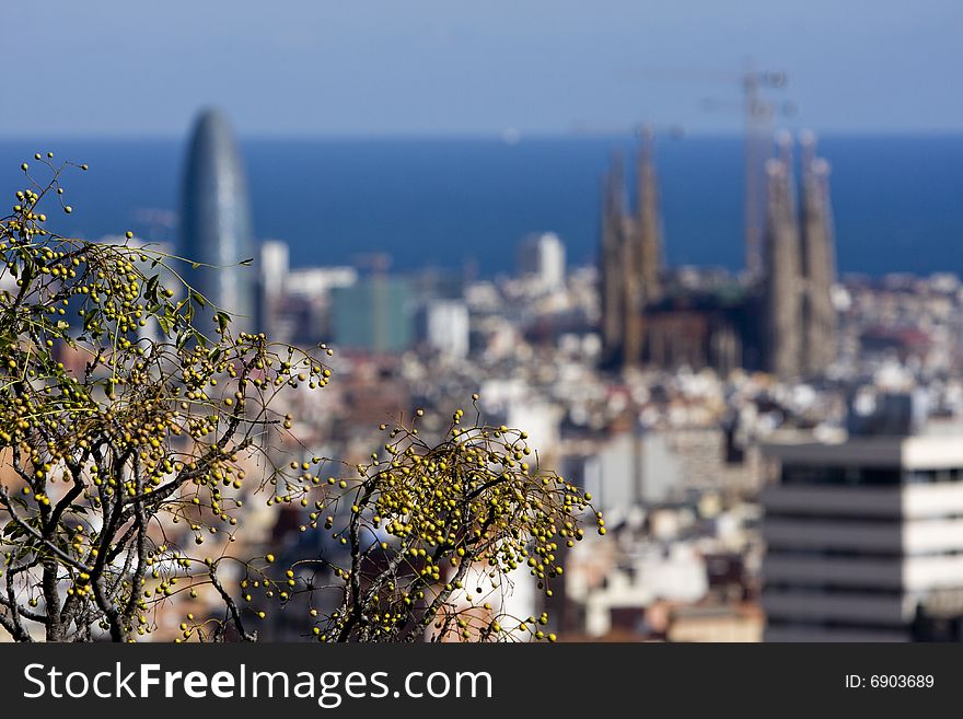 A Barcelona' beatyfull day panoramic view. A Barcelona' beatyfull day panoramic view