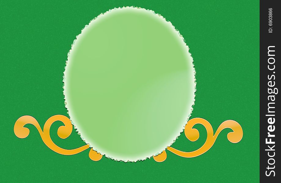 A green spiral frame in a green background. A green spiral frame in a green background