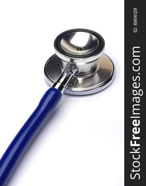 Blue stethoscope isolated in white background