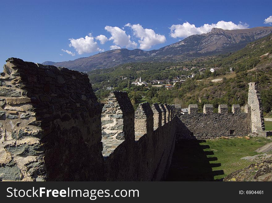 Walls of medieval castle in Italy, horizontal. Walls of medieval castle in Italy, horizontal.