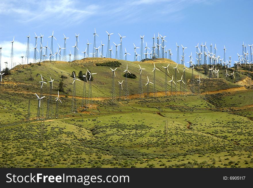 Green,power,Windmills on hills