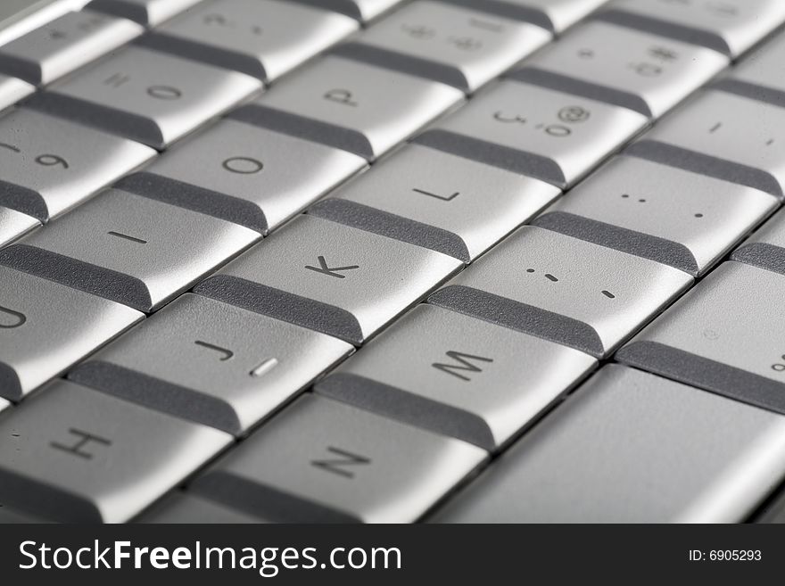 Close-up of notebook's keyboard, details of technology