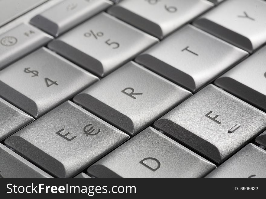 Close-up of notebook's keyboard, details of technology