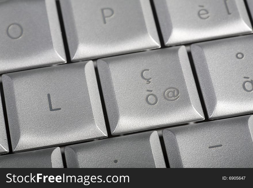 Close-up of notebook's keyboard, details of technology