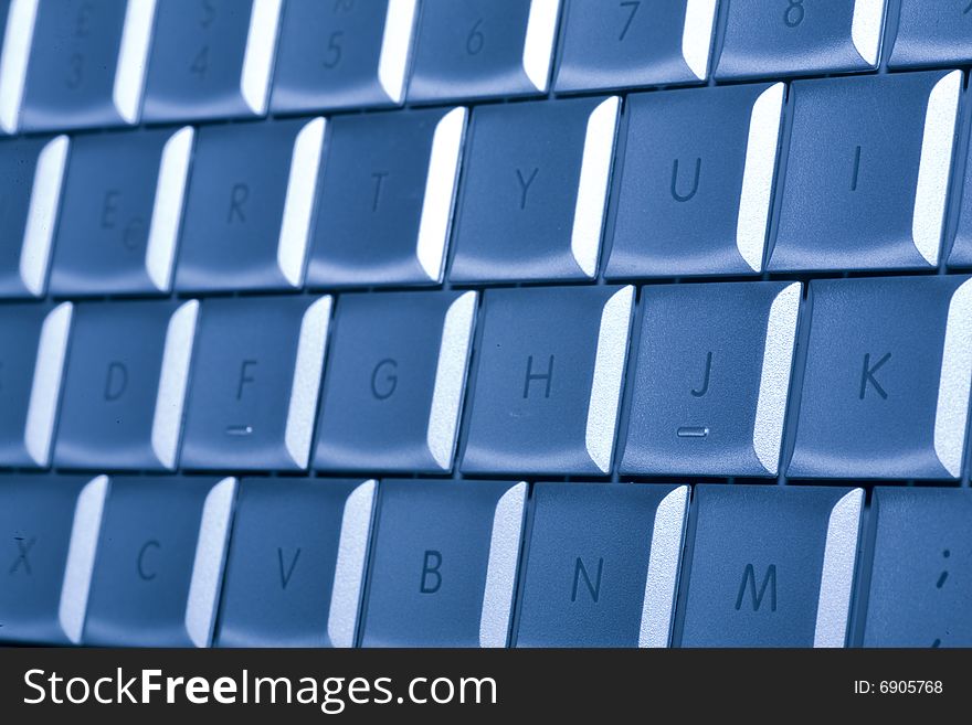 Close-up of notebook's keyboard, details of technology