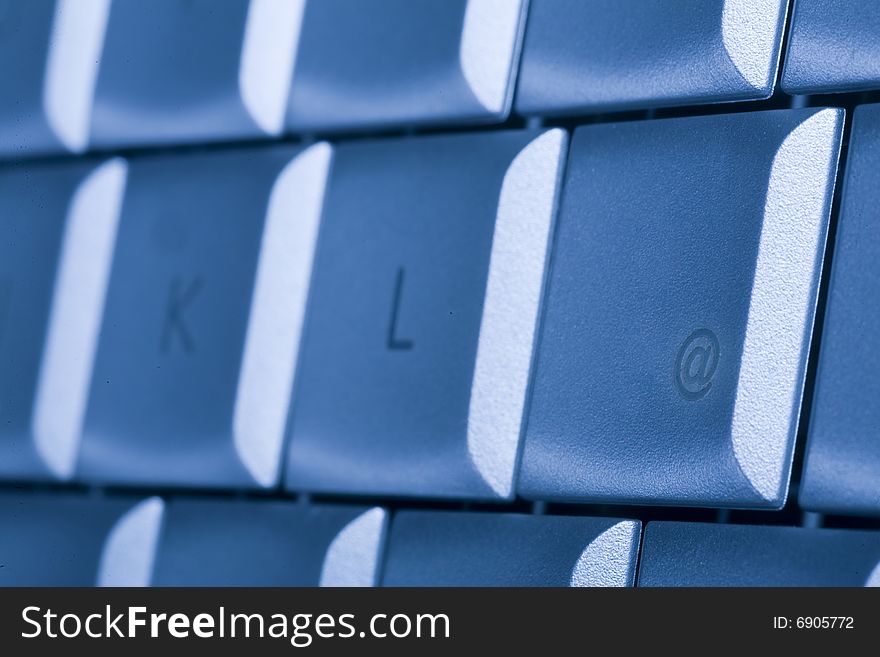 Close-up of notebook's keyboard, details of technology