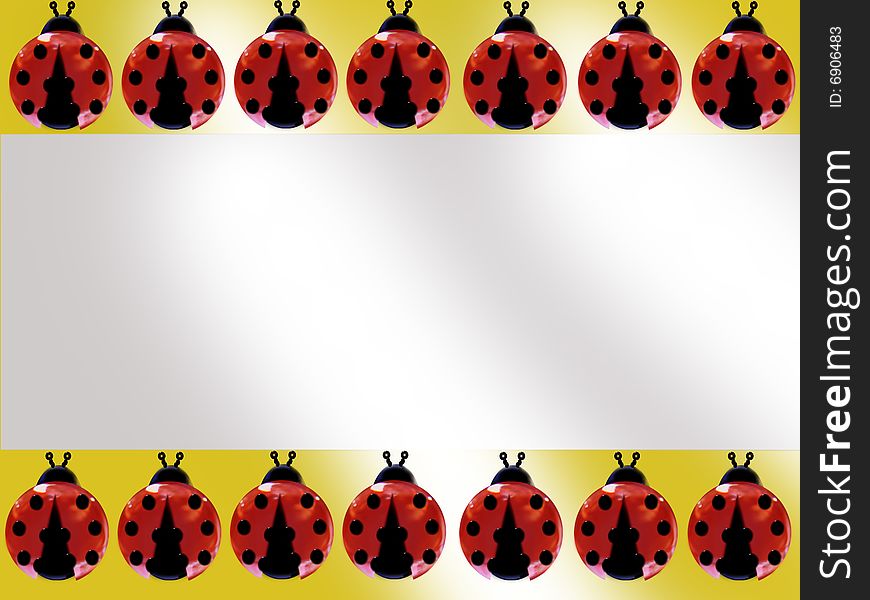 A yellow banner with ladybugs